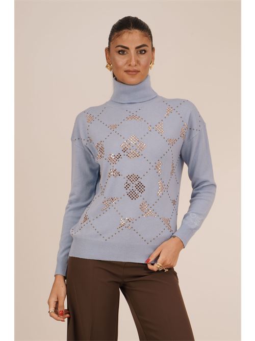 Maglia con strass Love To Love by Gai Mattiolo | LT625AZZURRO